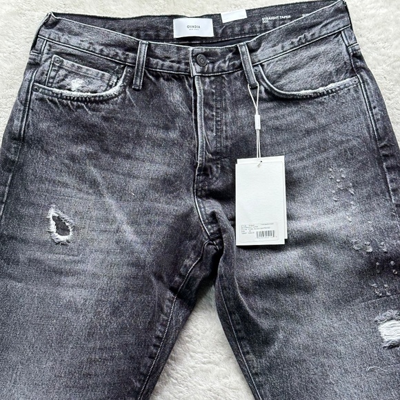 NWT Ovadia and Sons NY Men's Straight Taper Jeans Black Destroyed Jeans - Picture 2 of 9